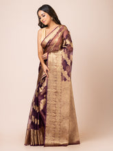 KAVVYA SOFT & LIGHT WEIGHT DARK PURPLE ORGANZA SILK